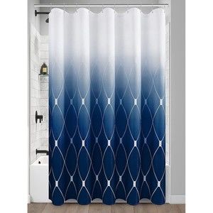 SPWIY Navy Blue and White Ombre Shower Curtain Set Geometric Waffle Fabric 72x72